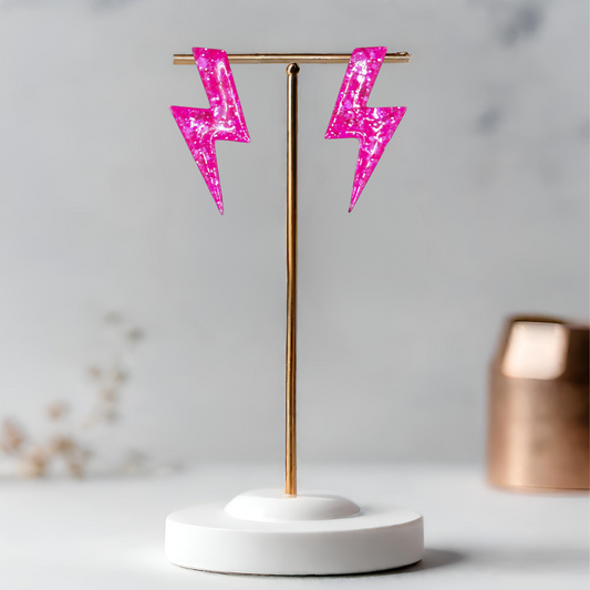 Neon Pink “Diana” Sparkle Earrings