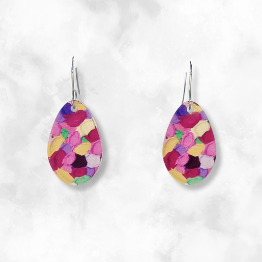 Pink Multicoloured Earrings - Round Droplet