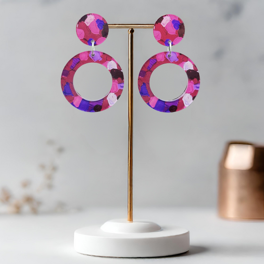 Pink & Purple Earrings - Double Circles