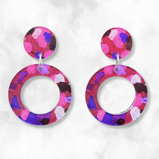 Pink & Purple Earrings - Double Circles