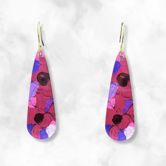 Pink & Purple Earrings - Long Droplet