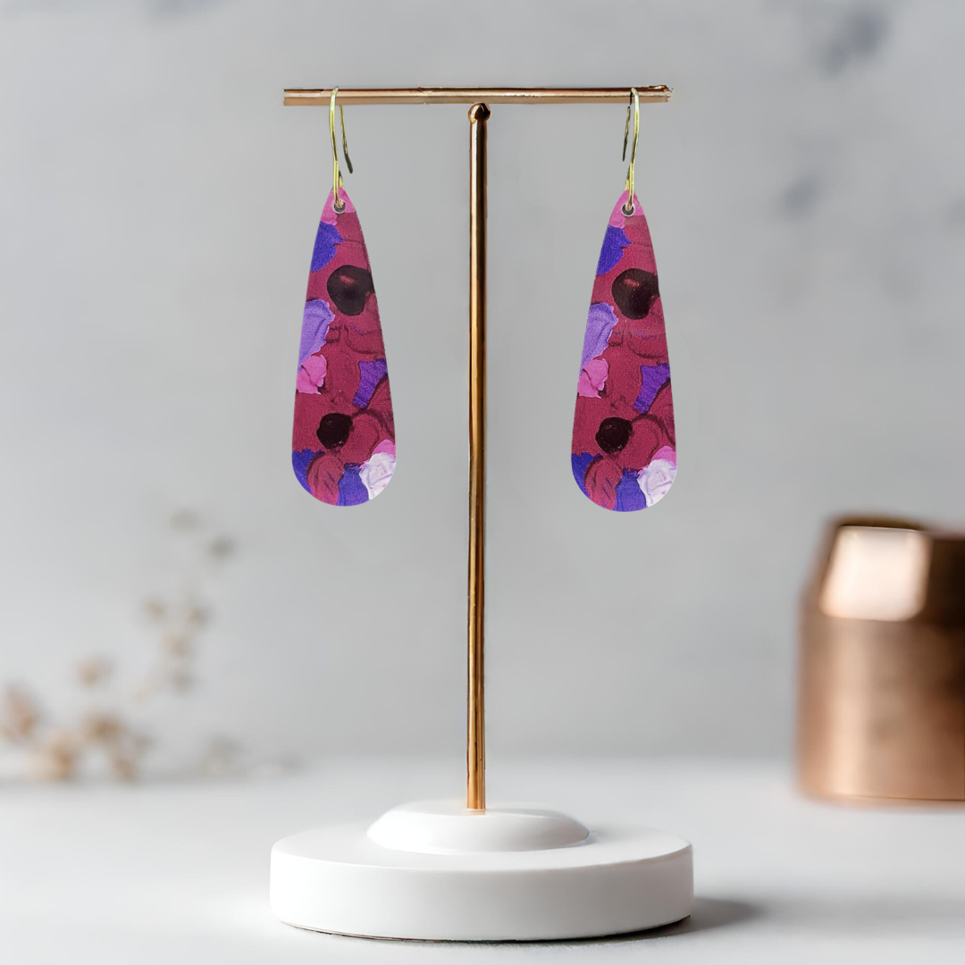 Pink & Purple Earrings - Long Droplet