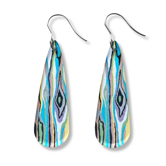 Rainbow Eucalyptus Earrings - Long Droplet