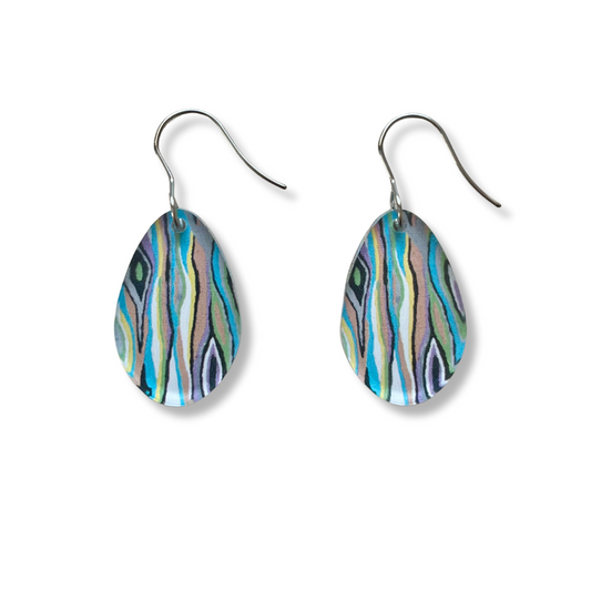 Rainbow Eucalyptus Earrings - Round Droplet