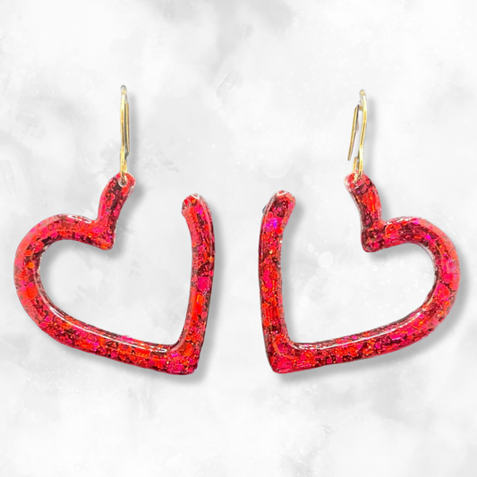 Red Heart Sparkle Earrings