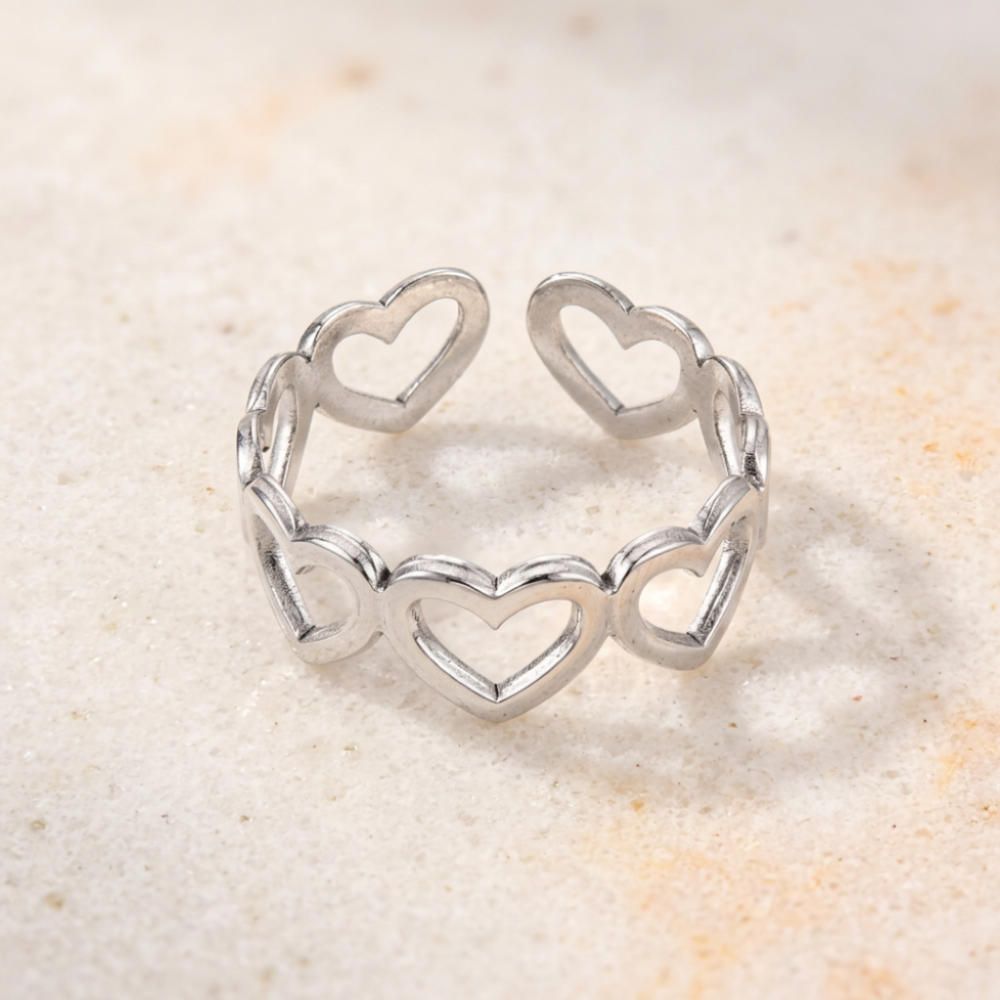 Silver Heart Ring - Adjustable