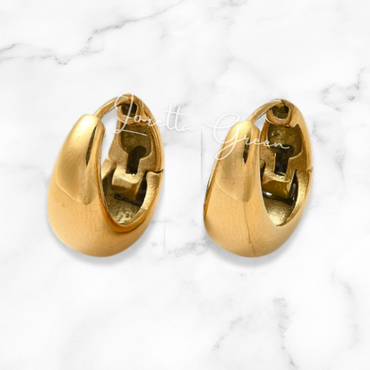 Small Chunky Hoop Earrings - Gold