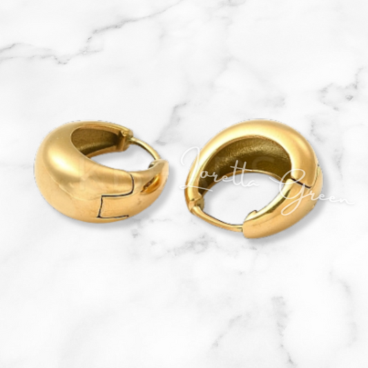 Small Chunky Hoop Earrings - Gold
