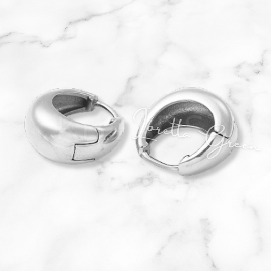 Small Chunky Hoop Earrings - Silver