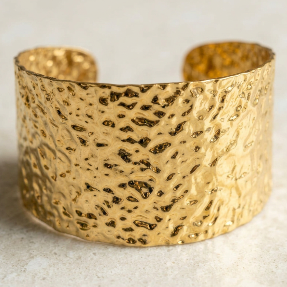 Textured Gold Cuff Bangle