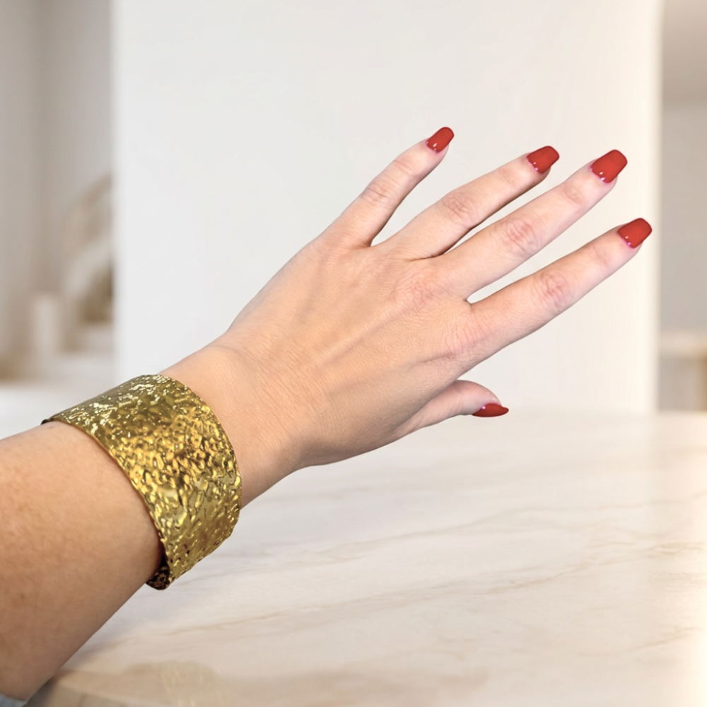 Textured Gold Cuff Bangle