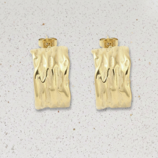 Textured Hoop Earrings - Gold