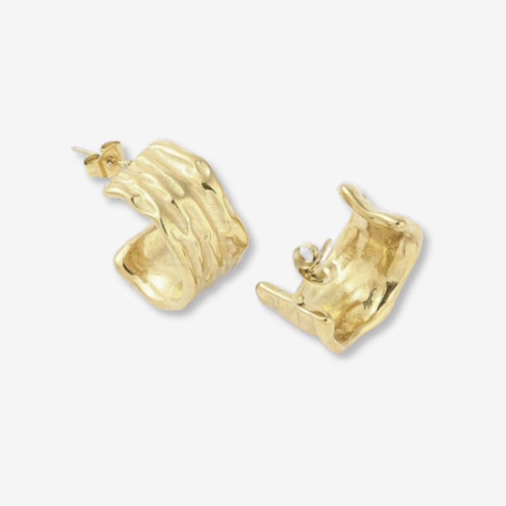 Textured Hoop Earrings - Gold