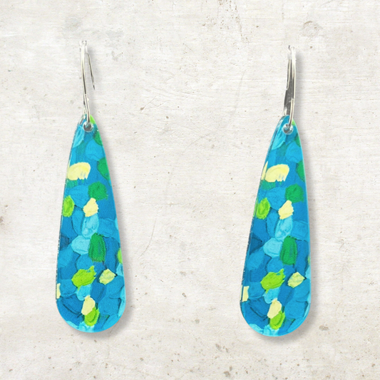 Blue & Green Earrings - Long Droplets