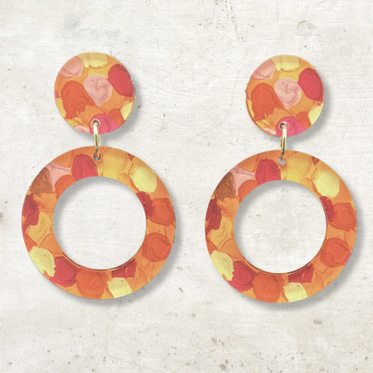 Orange Earrings - Double Circles