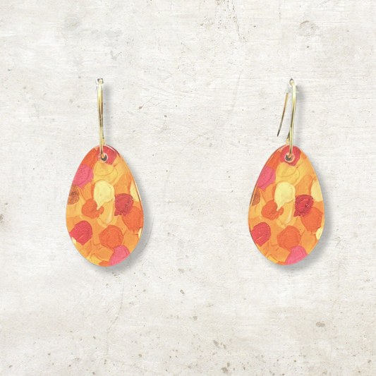 Orange Earrings - Round Droplets