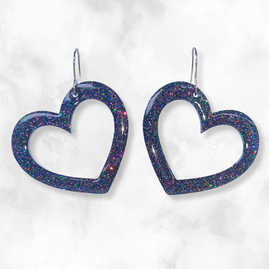 Black Heart Sparkle Earrings