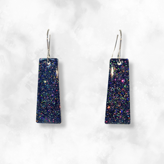 Black Rectangle Sparkle Earrings