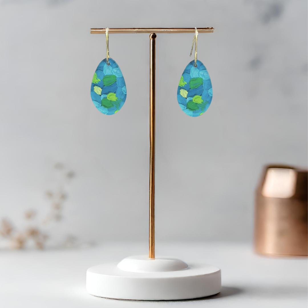 Blue & Green Earrings - Round Droplets