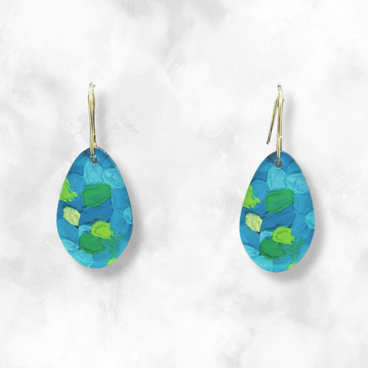 Blue & Green Earrings - Round Droplets