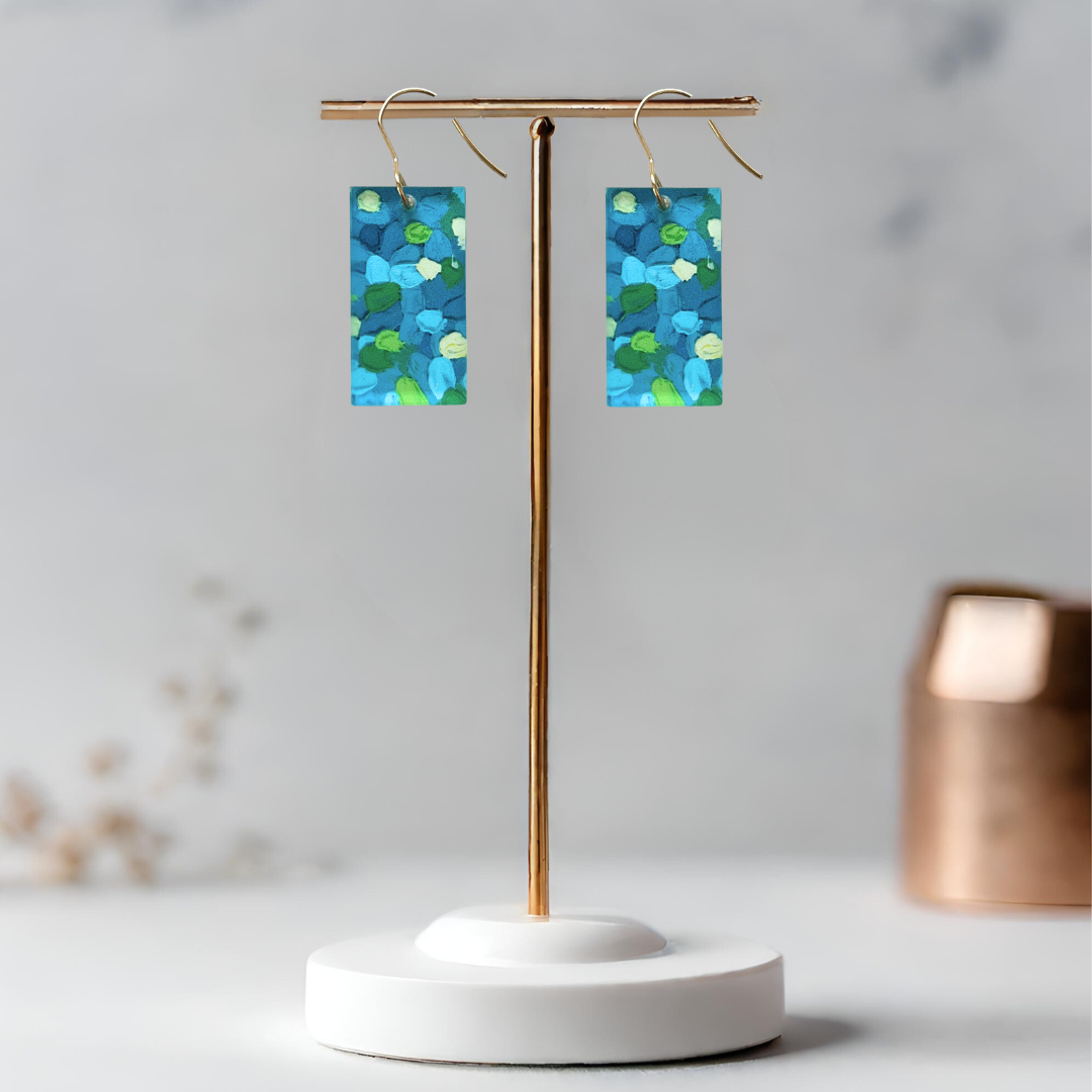 Blue & Green Earrings - Rectangle