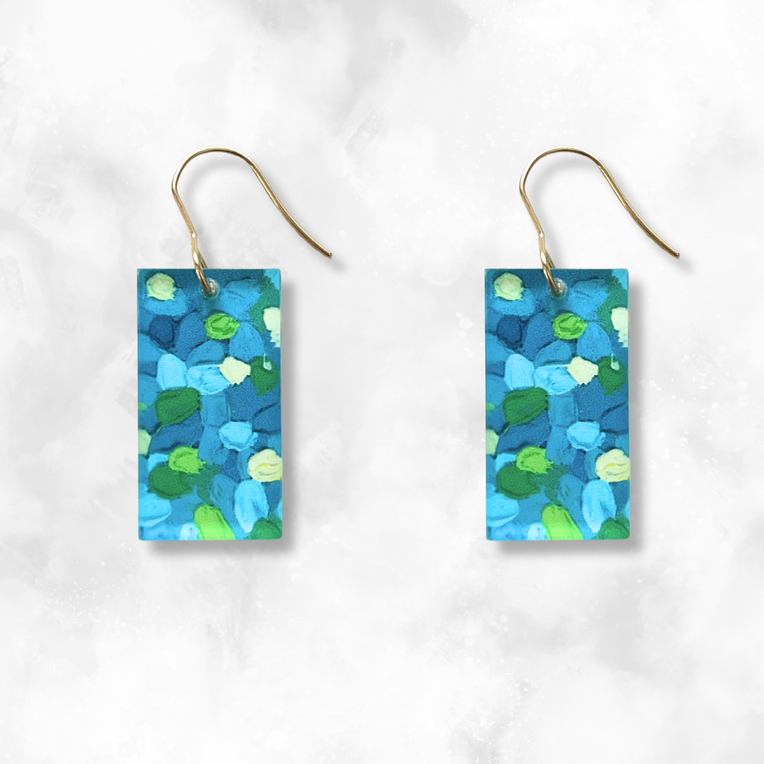 Blue & Green Earrings - Rectangle