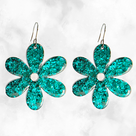 Emerald Flower Sparkle Earrings