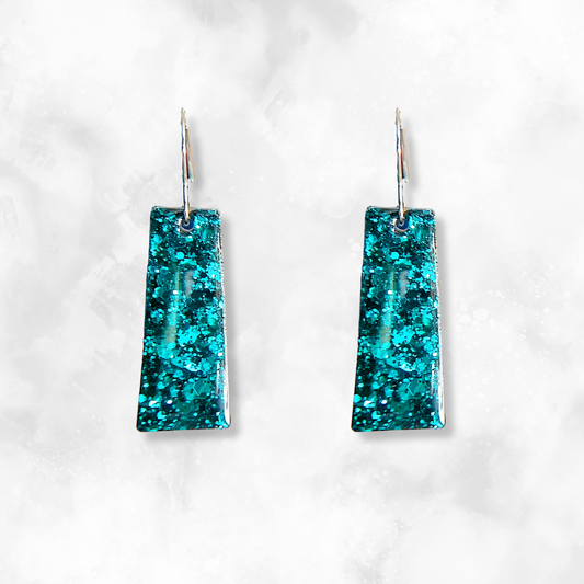Emerald Rectangle Sparkle Earrings