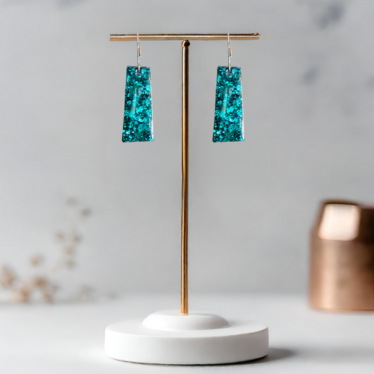 Emerald Rectangle Sparkle Earrings