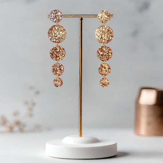 Gold Circle Cascade Sparkle Earrings