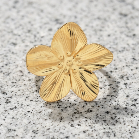 Gold Flower Ring - Adjustable