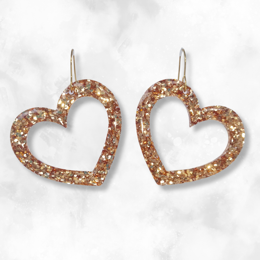 Gold Heart Sparkle Earrings