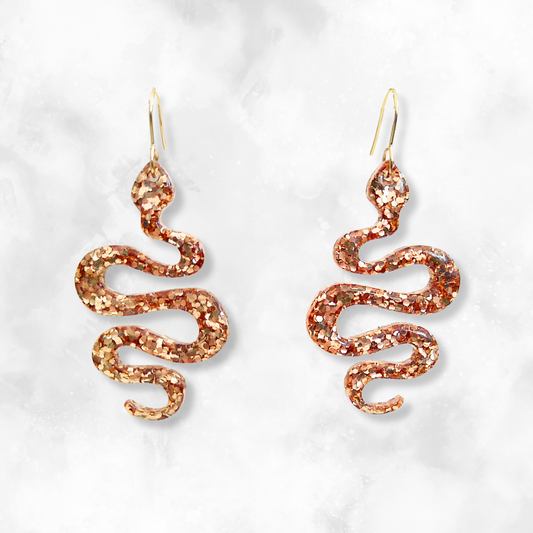 Gold Snake Sparkle Earrings