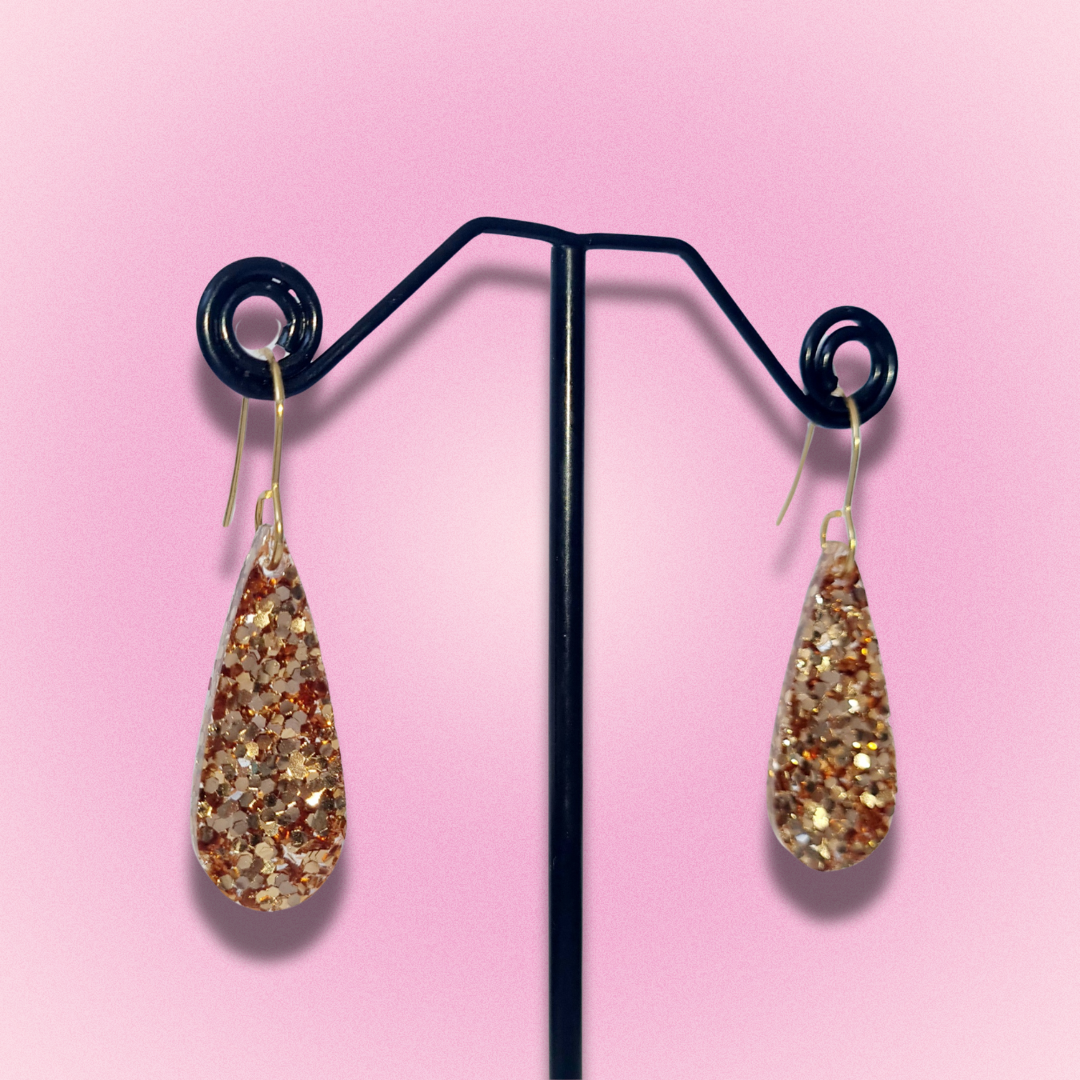 Gold Teardop Sparkle Earrings