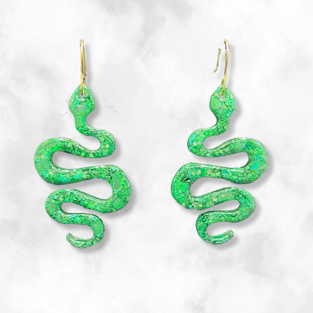 Green Snake Sparkle Earrings