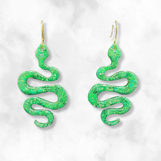 Green Snake Sparkle Earrings