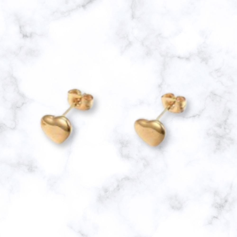Heart Stud Earrings - Gold