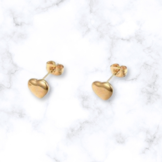 Heart Stud Earrings - Gold