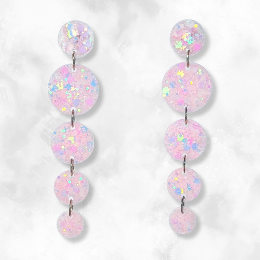 Light Pink Circle Cascade Sparkle Earrings