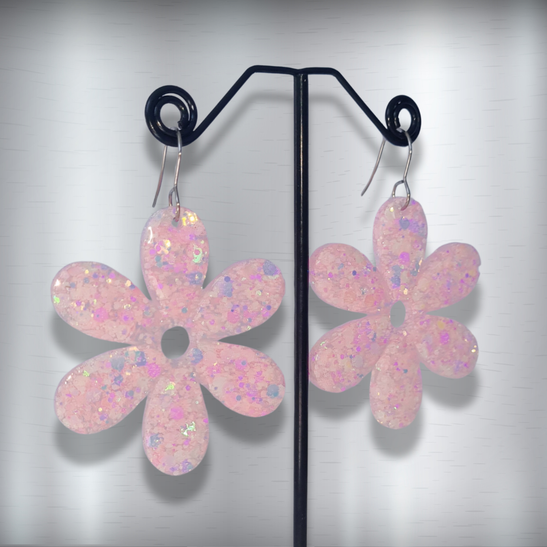 Light Pink Flower Sparkle Earrings