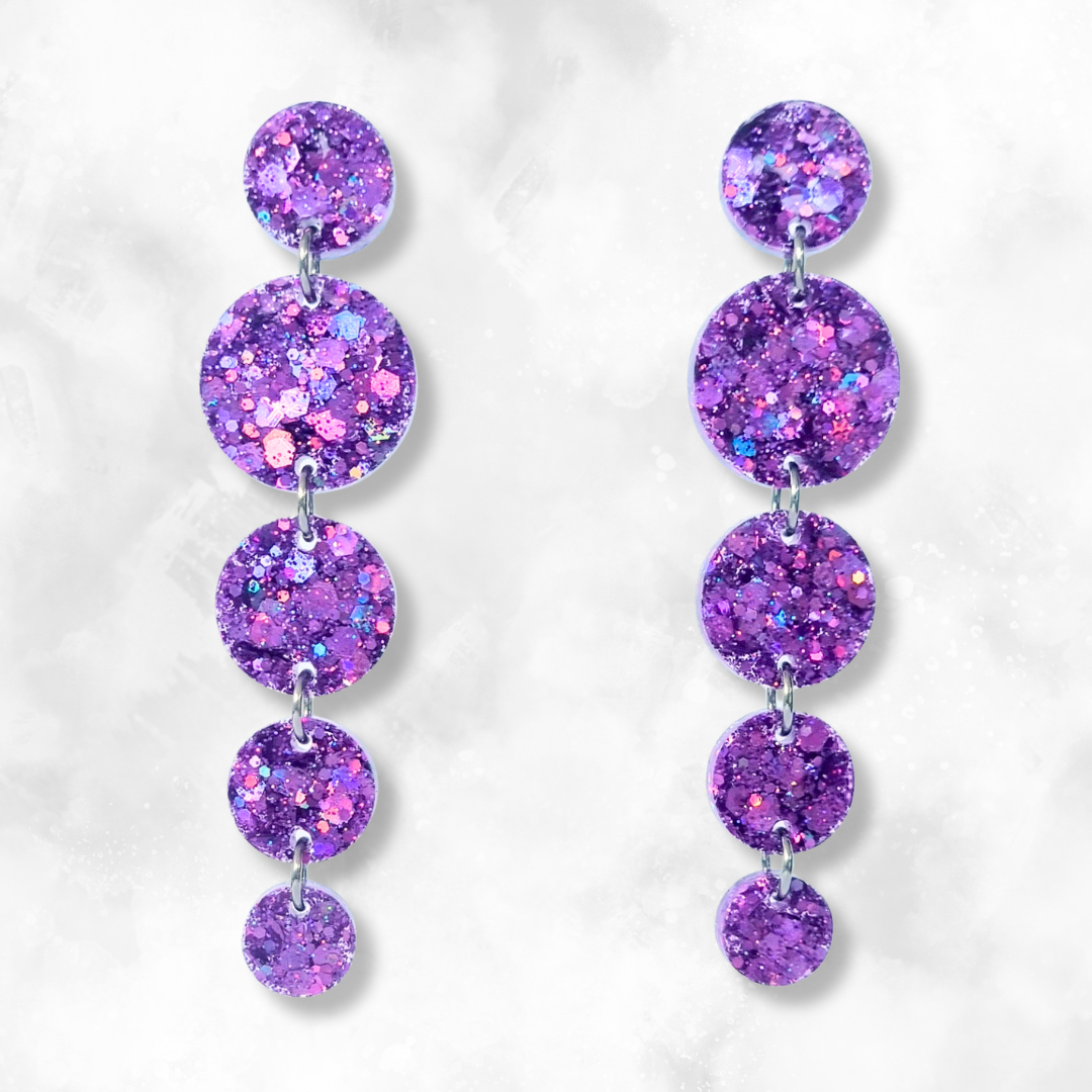 Lilac Circle Cascade Sparkle Earrings