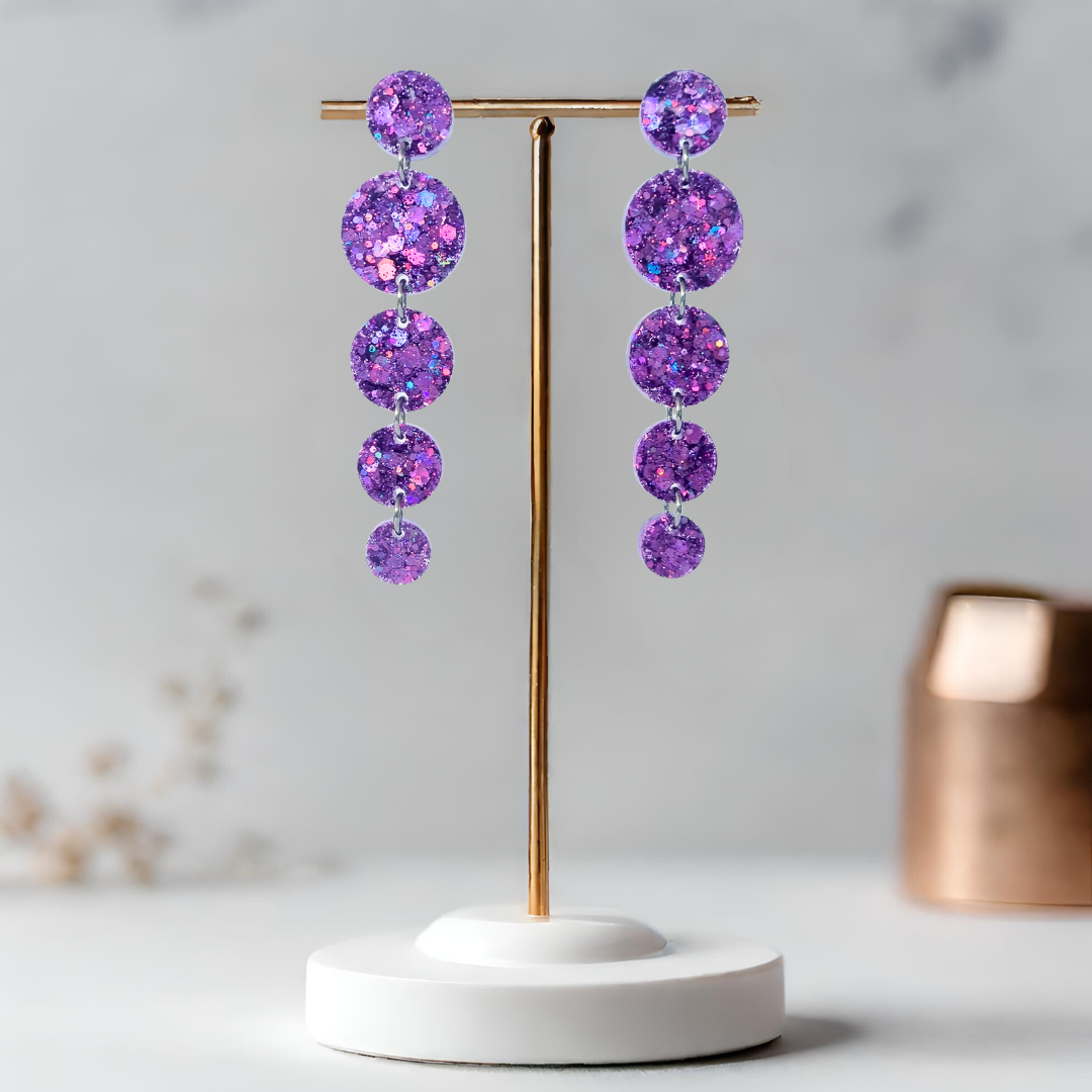 Lilac Circle Cascade Sparkle Earrings