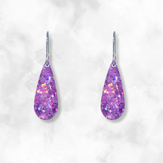 Lilac Teardop Sparkle Earrings