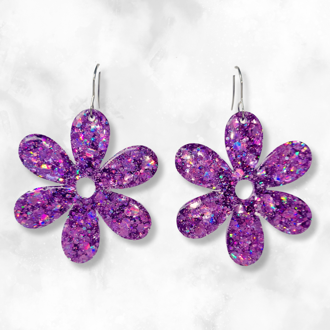 Lilac Flower Sparkle Earrings