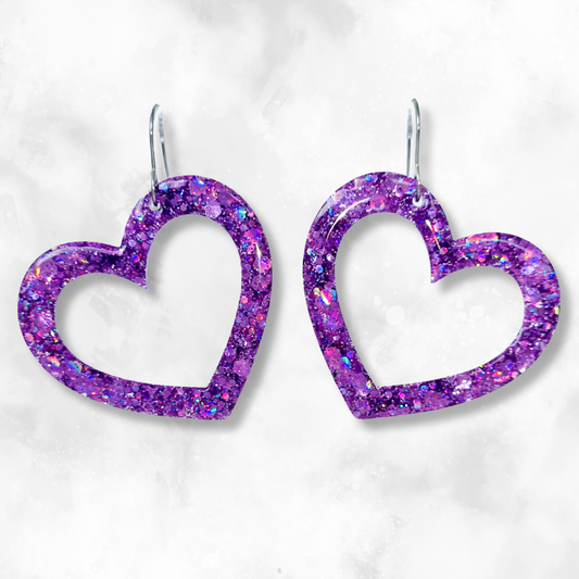 Lilac Heart Sparkle Earrings