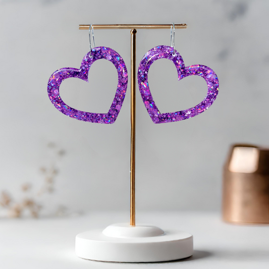 Lilac Heart Sparkle Earrings