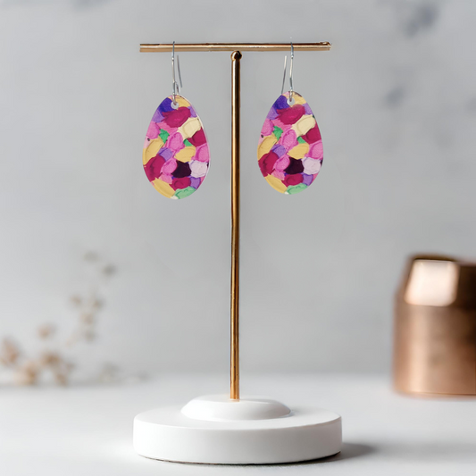 Pink Multicoloured Earrings - Round Droplet