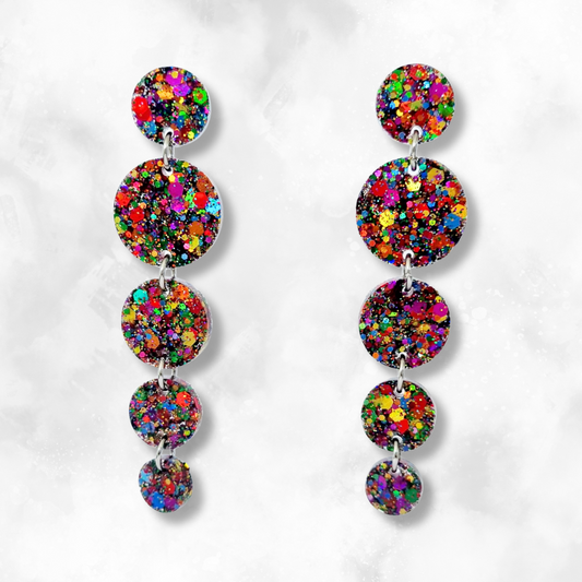 Rainbow Circle Cascade Sparkle Earrings