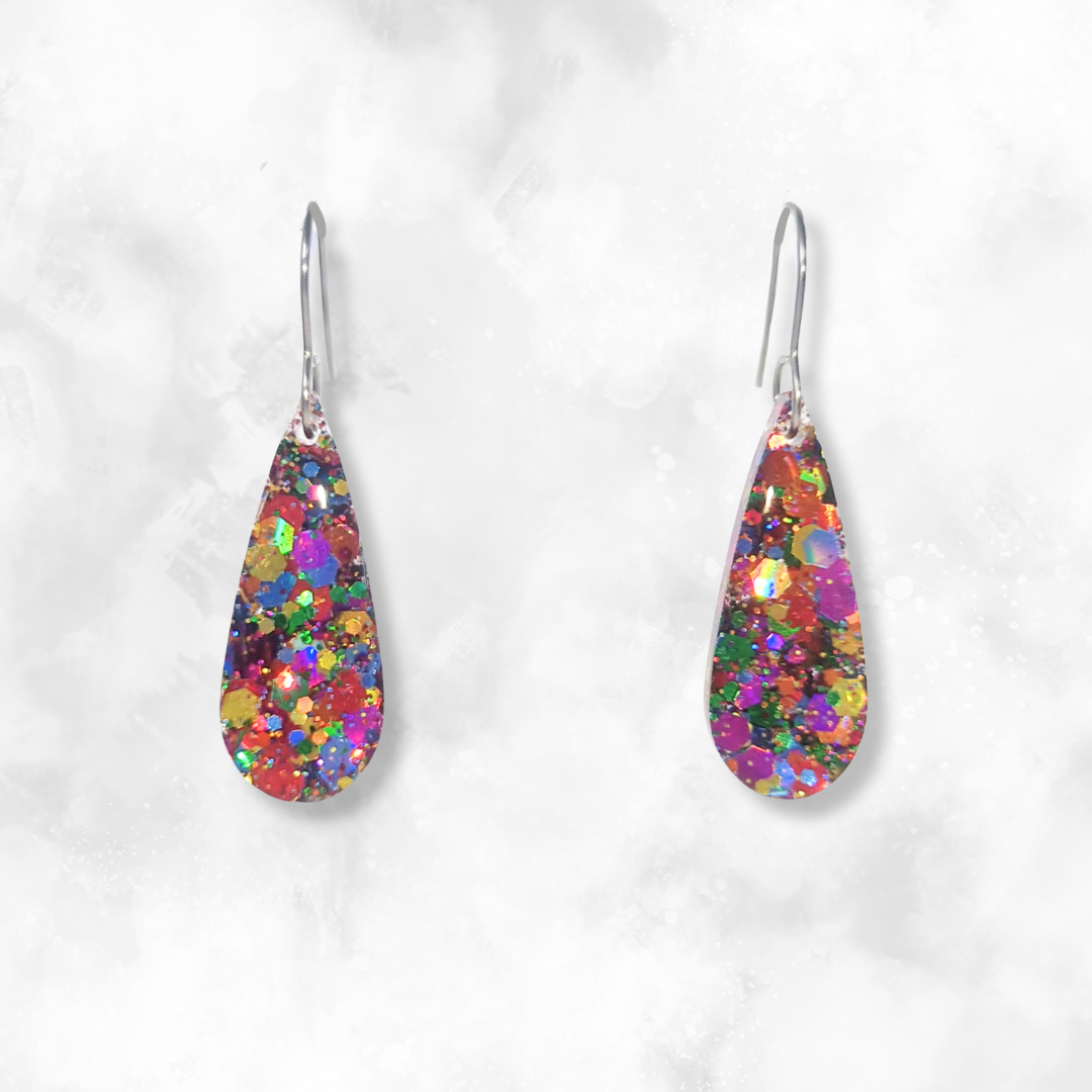 Rainbow Teardop Sparkle Earrings