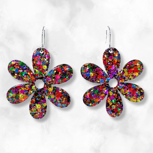 Rainbow Flower Sparkle Earrings